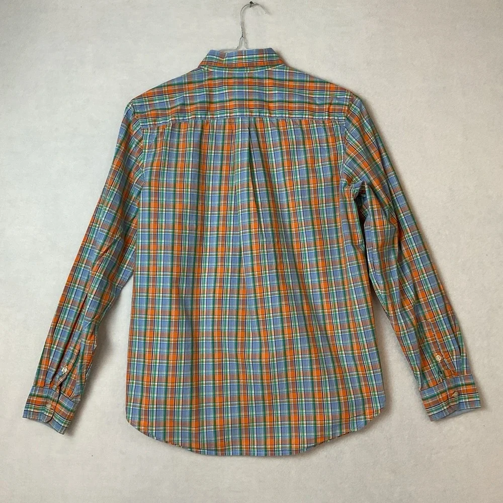 Ralph Lauren Plaid Shirt Boys XL (18-20) Blue‎ Orange Long Sleeve Button Up Down